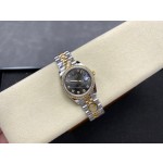 Datejust series, grey dial with diamonds, 31mm, gold and silver two-tone strap.
